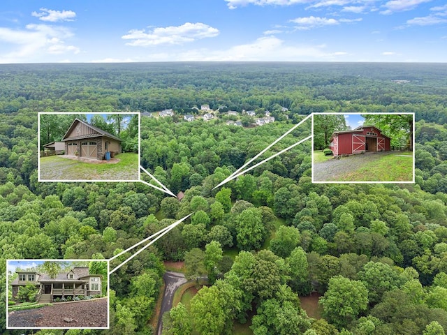 802 Old Mill Trl, Ball Ground, GA 30107 - aerial view of property and surrounding area featuring a forest and property boundaries highlighted