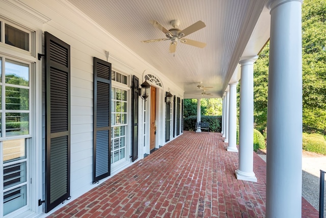 view of patio with ceiling fan