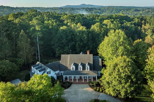 drone / aerial view with a mountain view