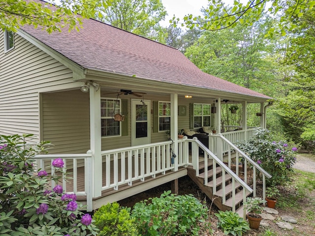 45 8 Point Trl, Blairsville, GA 30512 - exterior space with covered porch, ceiling fan, and roof with shingles