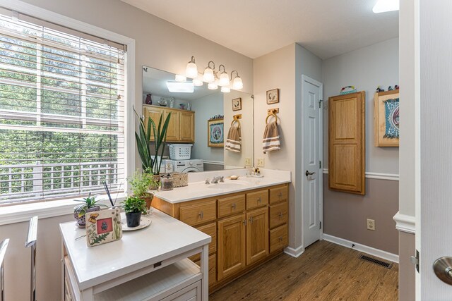 45 8 Point Trl, Blairsville, GA 30512 - bathroom with baseboards, visible vents, wood finished floors, and vanity