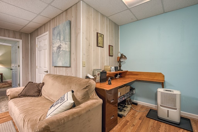 45 8 Point Trl, Blairsville, GA 30512 - interior space with wood finished floors, baseboards, a drop ceiling, and wooden walls
