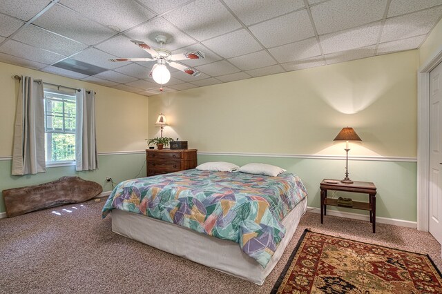 45 8 Point Trl, Blairsville, GA 30512 - bedroom featuring a ceiling fan, baseboards, a drop ceiling, and carpet