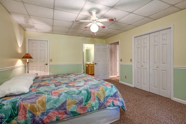 45 8 Point Trl, Blairsville, GA 30512 - bedroom featuring ceiling fan, a drop ceiling, carpet, and a closet