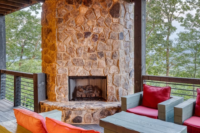 interior space featuring a fireplace