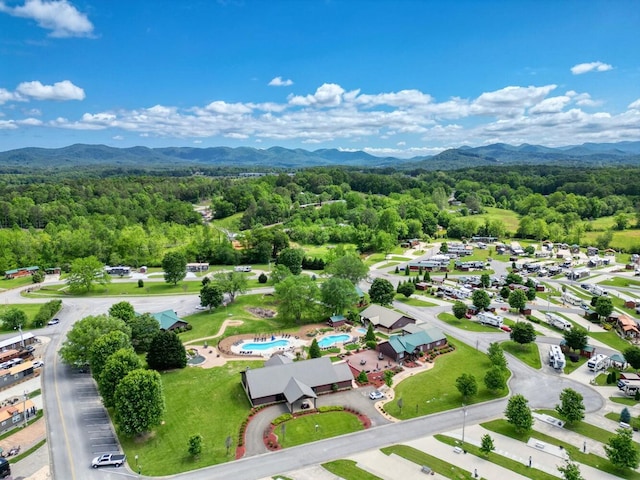 aerial view featuring a mountain view