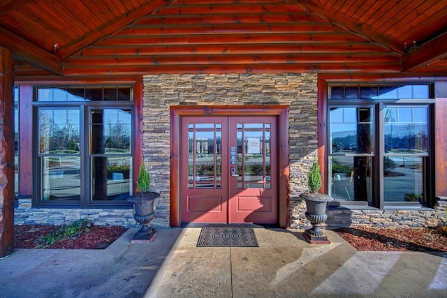 entrance to property featuring french doors