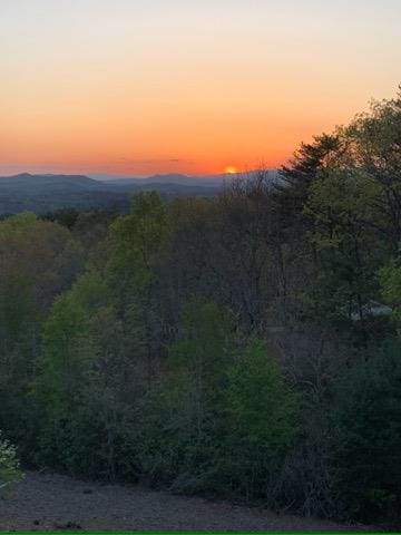 property view of mountains with a wooded view