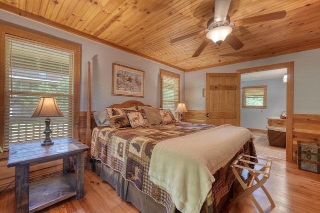 602 Mill Ridge Rd, Hiawassee, GA 30546 - bedroom featuring ornamental molding, wood ceiling, and light wood-style flooring