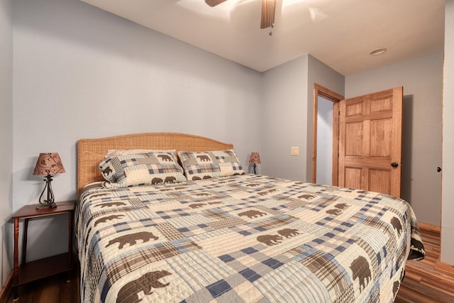 602 Mill Ridge Rd, Hiawassee, GA 30546 - bedroom with wood finished floors and a ceiling fan