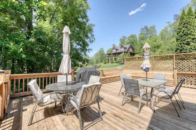 602 Mill Ridge Rd, Hiawassee, GA 30546 - wooden deck featuring outdoor dining space