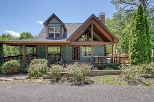 602 Mill Ridge Rd, Hiawassee, GA 30546 - view of front of house with a chimney and covered porch