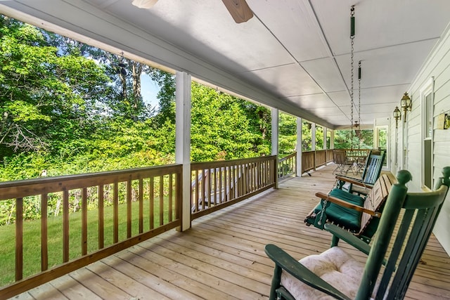 deck featuring a lawn