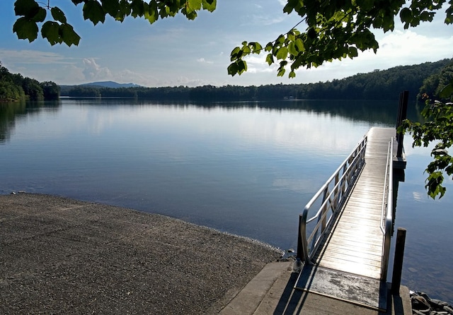 view of dock featuring a water view