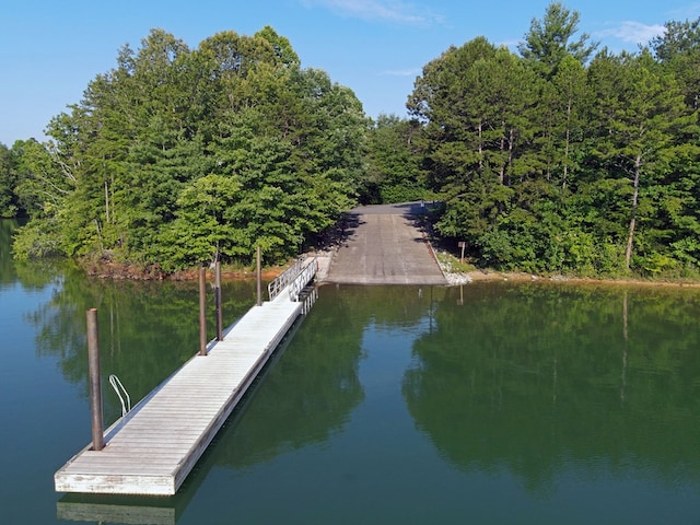 view of dock featuring a water view