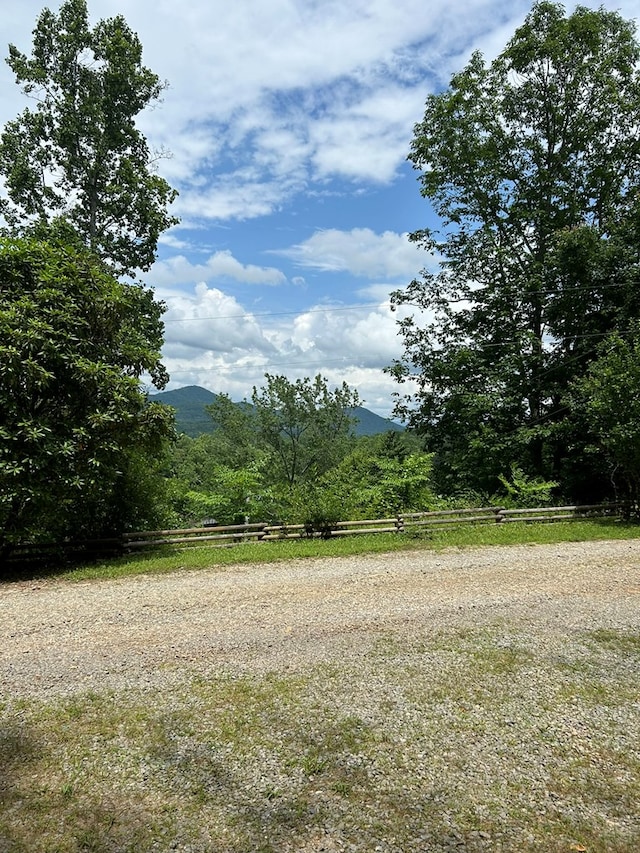 view of yard with a rural view and a mountain view