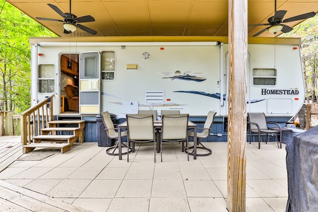 view of patio with ceiling fan