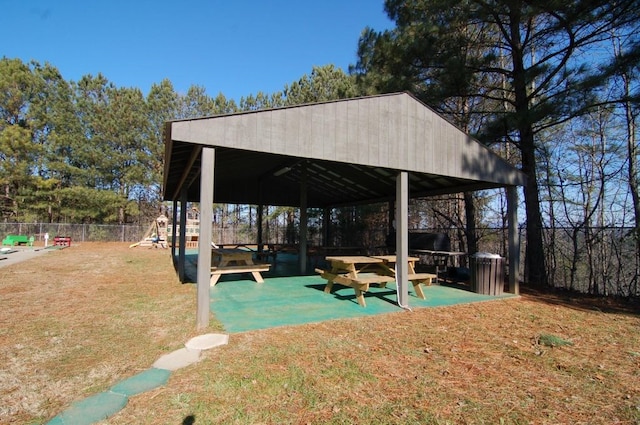 view of patio / terrace featuring a gazebo