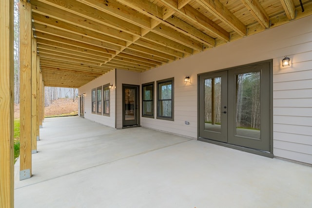 view of patio featuring french doors