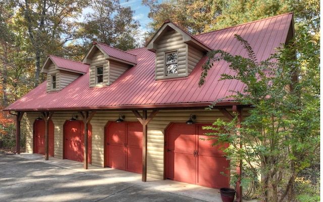 exterior space with a garage