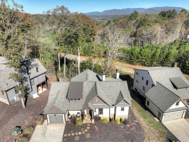 drone / aerial view with a mountain view