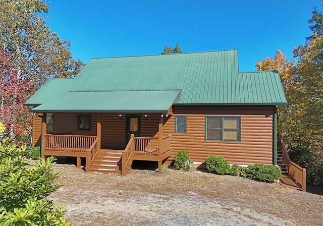 view of log home