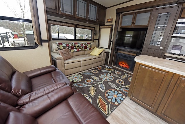 living room with light wood-type flooring