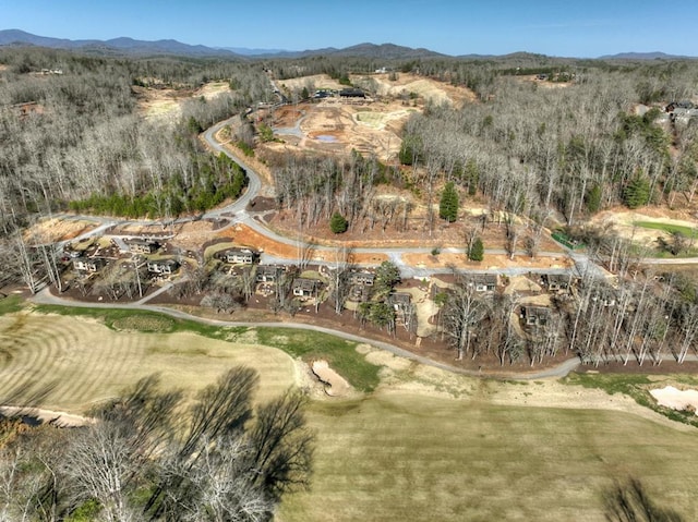 bird's eye view with a mountain view