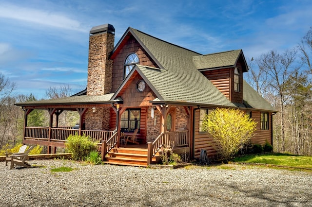 view of log-style house