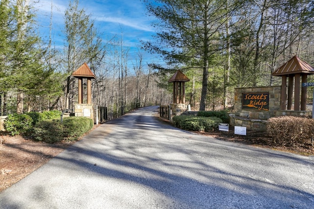 view of road with aphalt driveway and a gated entry