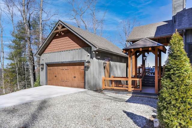 view of detached garage