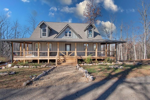 farmhouse inspired home with a porch