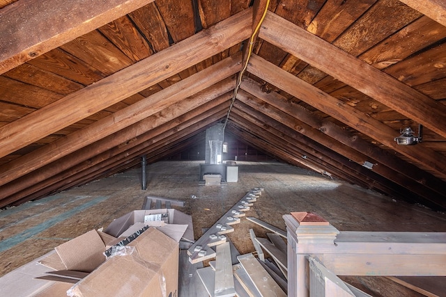 view of unfinished attic