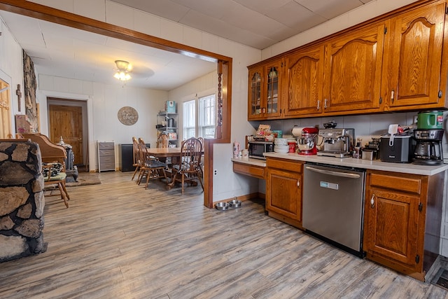 kitchen featuring stainless steel appliances and light wood-type flooring