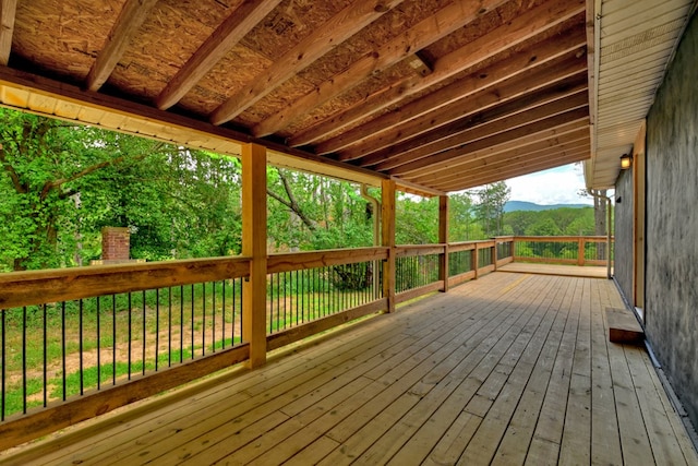 deck with a mountain view