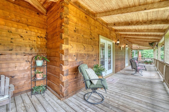 deck featuring a porch