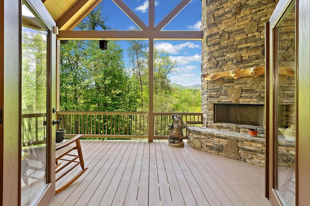 1172 Settlers Ridge Rd, Ellijay, GA 30540 - wooden deck featuring a fireplace