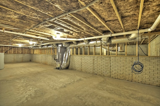 view of unfinished basement
