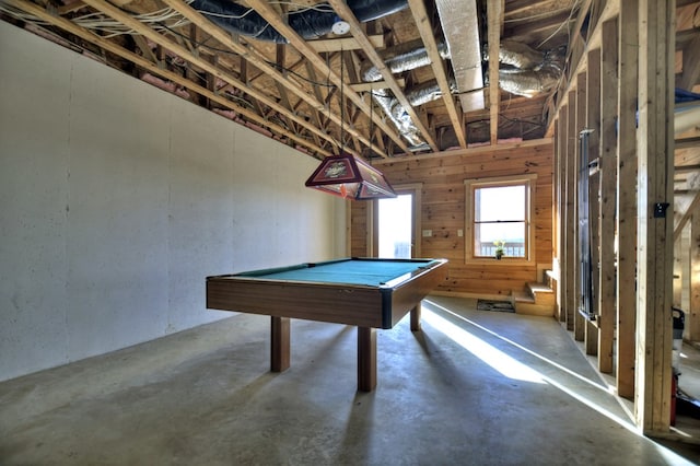 playroom featuring concrete floors and billiards