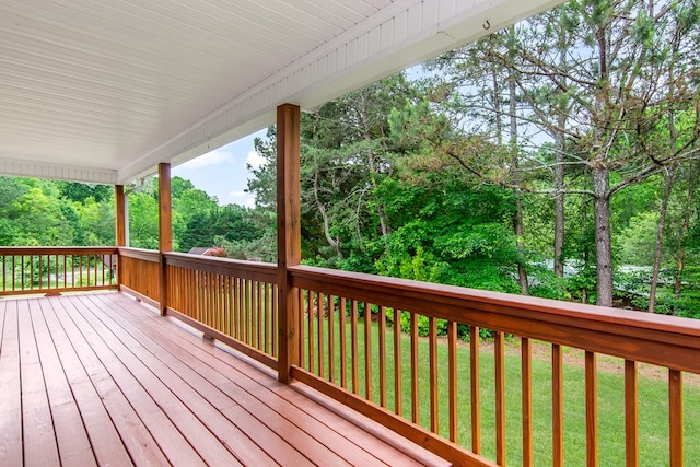 421 Burgess Rd, Ellijay, GA 30540 - wooden deck with a lawn and view of scattered trees