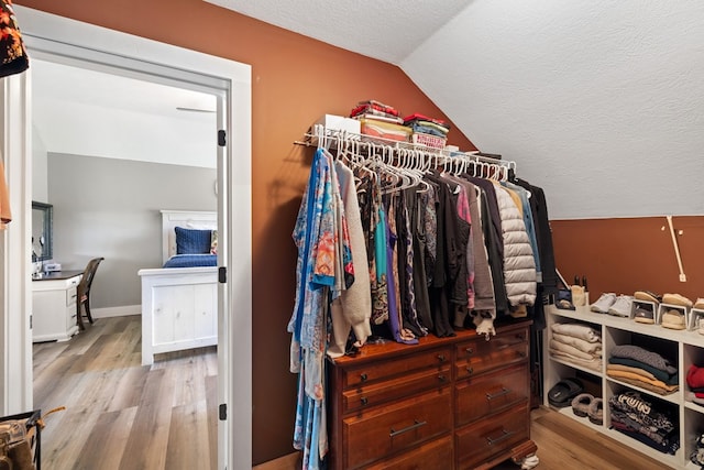 429 Sneaking Creek Dr, Hayesville, NC 28904 - spacious closet with wood finished floors and vaulted ceiling