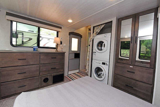 201 Kole Dr, Blairsville, GA 30512 - carpeted bedroom with stacked washer / drying machine and recessed lighting