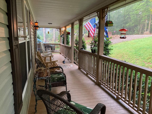 deck featuring covered porch