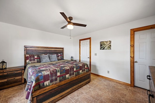 bedroom featuring ceiling fan