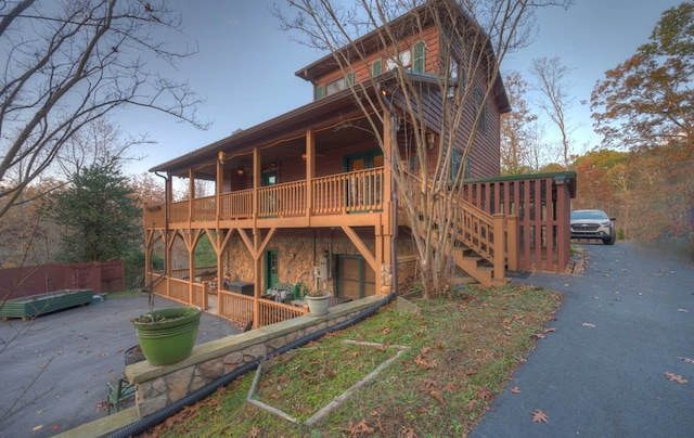 view of front of property with a deck