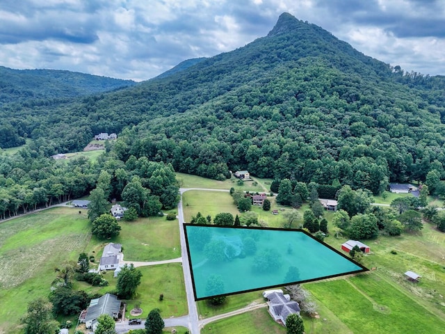 birds eye view of property with a mountain view