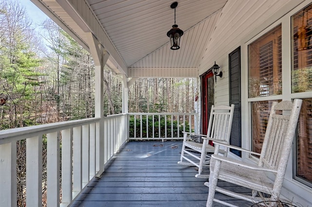 deck with covered porch