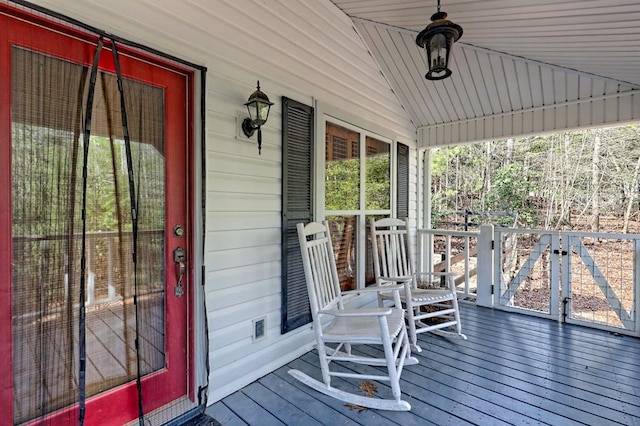 deck featuring covered porch