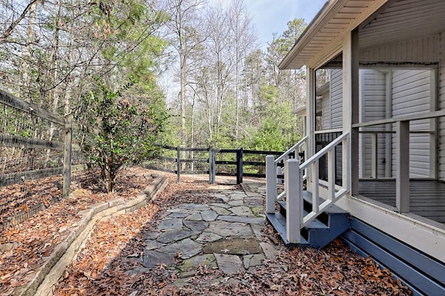 view of yard with a patio and fence