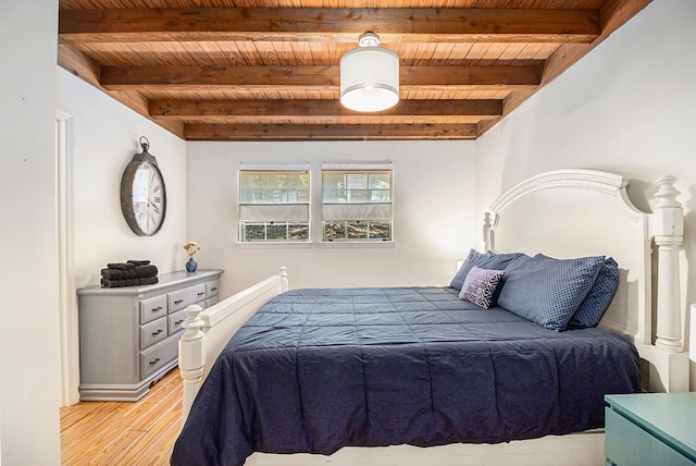 147 Hester Gap Rd, Cleveland, GA 30528 - bedroom featuring wood ceiling with exposed beams and light wood-style floors